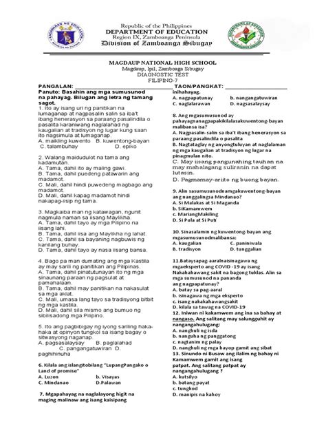 DIAGNOSTICS (Tagalog).